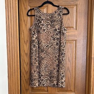 Vintage Jones New York Animal Print A Line Dress Sophisticated Y2K